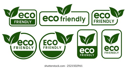 Set of eco friendly icons. Ecologic food stamps. Organic natural food labels.