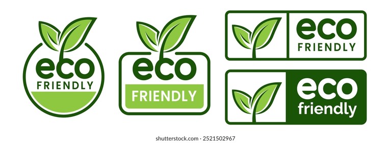 Set of eco friendly icons. Ecologic food stamps. Organic natural food labels.