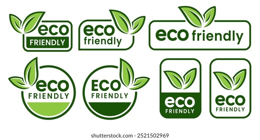 Set of eco friendly icons. Ecologic food stamps. Organic natural food labels.