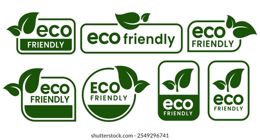 Set of eco friendly icons. Ecologic food stamps. Organic natural food labels.