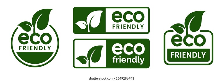 Set of eco friendly icons. Ecologic food stamps. Organic natural food labels.