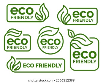 Set of eco friendly icons. Ecologic food stamps. Organic natural food labels.