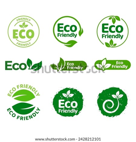 Set Of Eco Friendly Icons. Ecologic food stamps. Organic natural food labels.