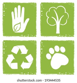 Set of eco friendly icons in grunge style
