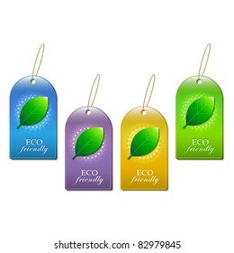 set of eco friendly with leaf labels