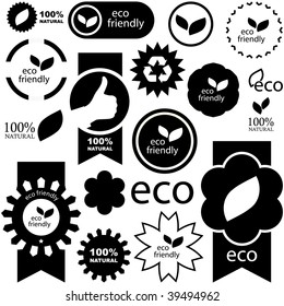 Set of eco friendly, natural and organic labels.