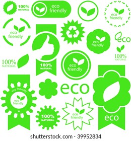 Set of eco friendly, natural and organic labels.
