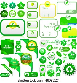 Set of eco friendly, natural and organic labels. Vector great collection.