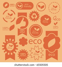 Set of eco friendly, natural and organic signs.