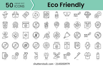 Set of eco friendly product icons. Line art style icons bundle. vector illustration