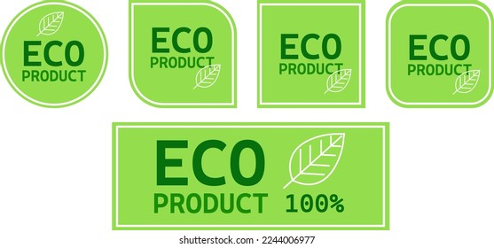 Set of eco icon labels on a white background in different versions