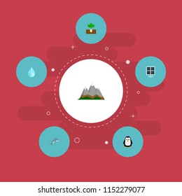 Set of eco icons flat style symbols with plant, solar panel, dolphin and other icons for your web mobile app logo design.