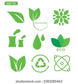 set eco icons, leaf, ecology, plant, green, logo, sign, set, icons, icon, vector