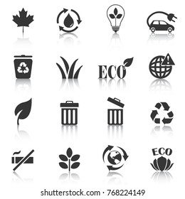 Set of eco icons, recycle, trash bin . Vector illustration