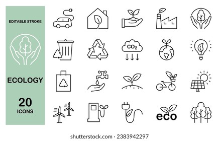 Conjunto de iconos ecológicos, ilustración vectorial