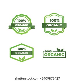 Set of eco labels, 100% organic badges, Fully organic labelas vector