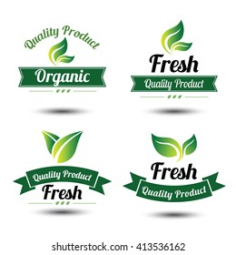 Set of eco labels and badges,emblem with leaves ,vector illustration