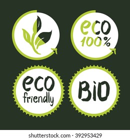 Set of eco labels. Good for design of eco-packaging, bio products, etc.