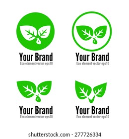 Set of eco leaf and symbol element for logo branding design vector illustration eps10