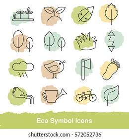 Set of eco line icons. Collection eco design elements.