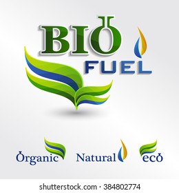 Set  Eco logos, design bio fuel elements, bio icon, natural icon, organic icon  