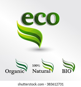 Set  Eco logos, design template elements  