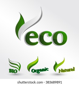 Set  Eco logos, design template elements  