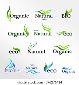Set  Eco logos, design template elements, natural icon, organic icon 