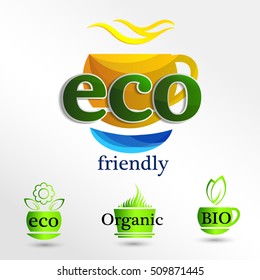 Set  Eco logos, design template elements, natural icon, organic icon 