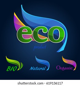 Set  Eco logos, design template elements, bio icon, natural icon, organic icon 