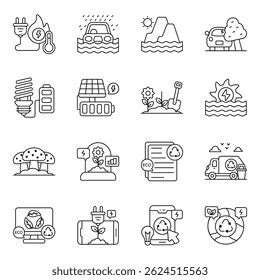 Set Of Eco and Nature Linear Icons