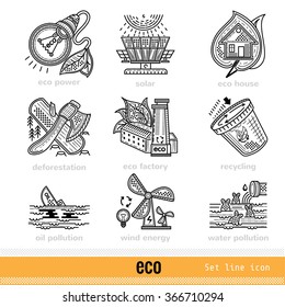 Set of Eco Outline Web Icons