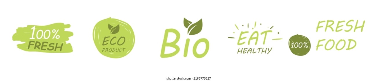 Conjunto de productos ecológicos. Vector
