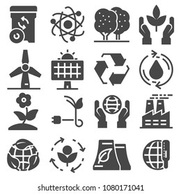 Set of Eco Related Vector Icons on white Background