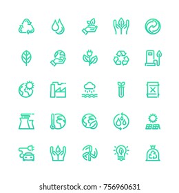 Conjunto de iconos de línea de vectores relacionados con el eco