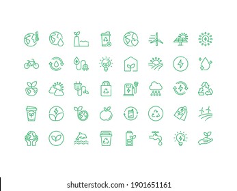 Set Of Eco Thin Line Icons, Environment, Clean Energy