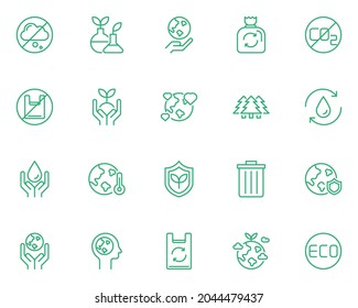 set of eco thin line icons, environment, clean energy