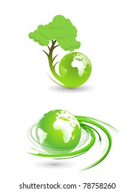 set of eco vector globe design element.