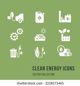 Set of eco vector icons in flat style. Eco collection with various icons on the theme of ecology and green energy. Isolated, editable, and scalable icons. Vector illustration.