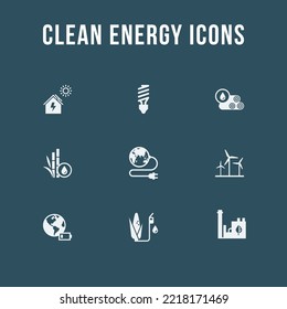 Set of eco vector icons in flat style. Eco collection with various icons on the theme of ecology and green energy. Isolated, editable, and scalable icons. Vector illustration.
