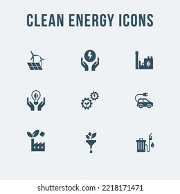 Set of eco vector icons in flat style. Eco collection with various icons on the theme of ecology and green energy. Isolated, editable, and scalable icons. Vector illustration.