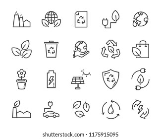 set of eco vector icons, such as energy, earth, environment, nature, water