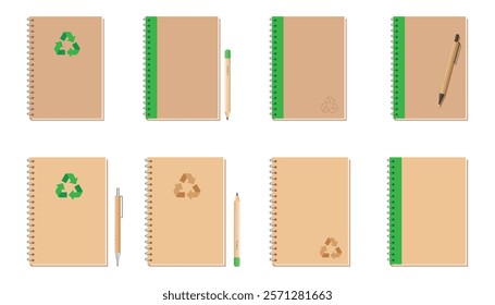 Set of Eco-friendly Notebooks and pens