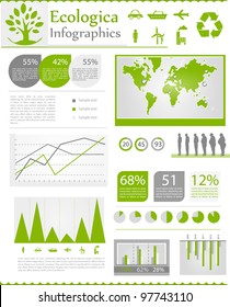 Set ecologic elements of infographics. World Map and Information Graphics