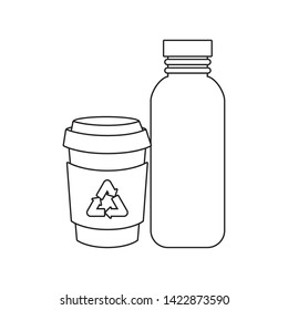 set of ecological bottles isolated icon