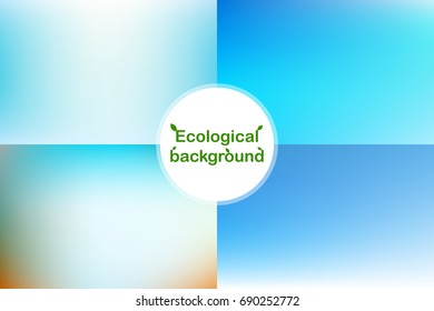 Set of Ecological Clean Backgrounds. Concept of Green, Blurred Illustrations. Pattern of Nature, Ecology for Brochures, Flyers, Posters.