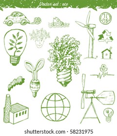 Set ecological doodles symbols