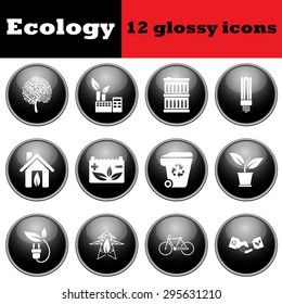 Set of ecological glossy icons. EPS 10 vector illustration.