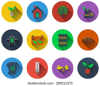 Set of ecological icons in flat design. EPS 10 vector illustration with transparency.