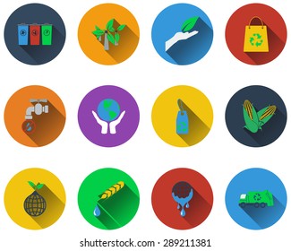 Set of ecological icons in flat design. EPS 10 vector illustration with transparency.
